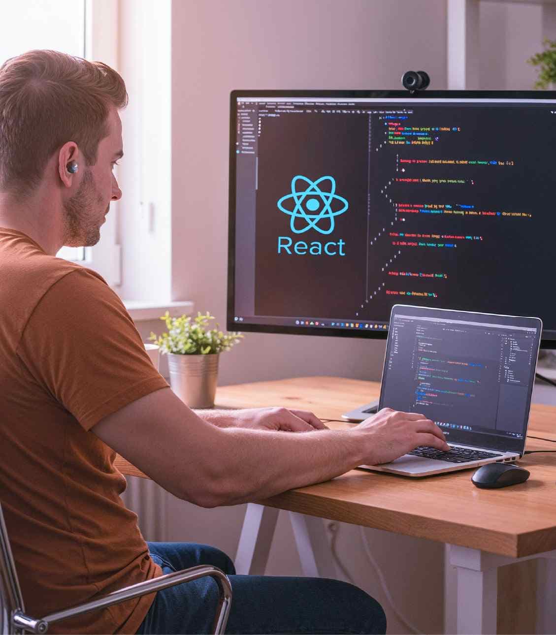 Learn React.js and create dynamic, interactive web applications for modern front-end development.