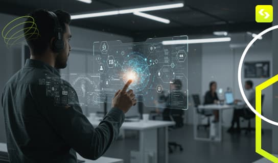 The future of the internet, featuring a person using a laptop with digital icons symbolizing Web 3.0 and Web 4.0 advancements.