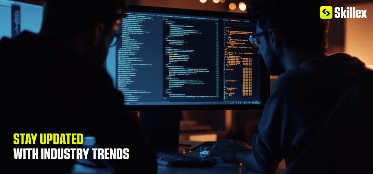 Tech conference or networking event representing the importance of staying updated with industry trends.